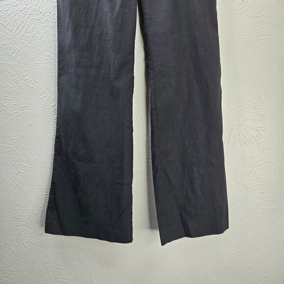 Maeve Wide Leg Pants 6 Linen Blend Black High Waisted Minimalist Crop Trousers - Picture 5 of 12